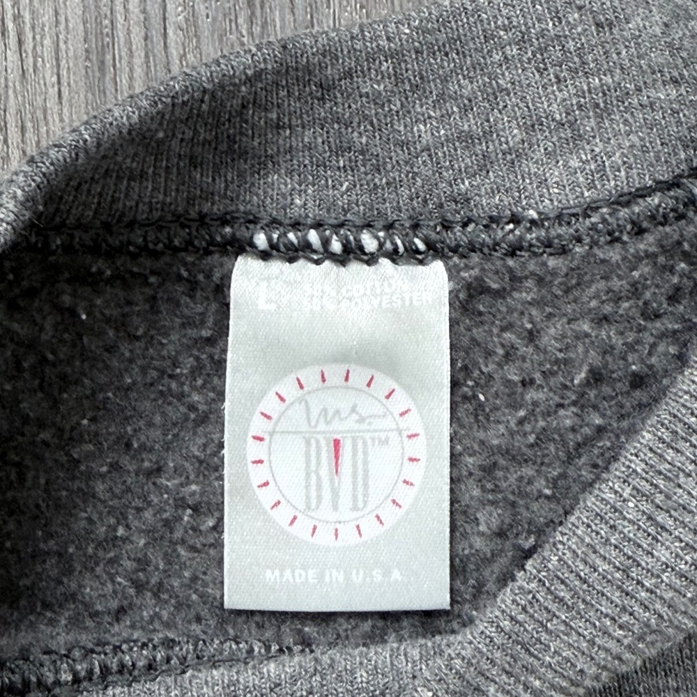 Vintage Ms BVD Gray Crewneck Sweatshirt Gray Blank Large Boxy Made In USA - Picture 4 of 8